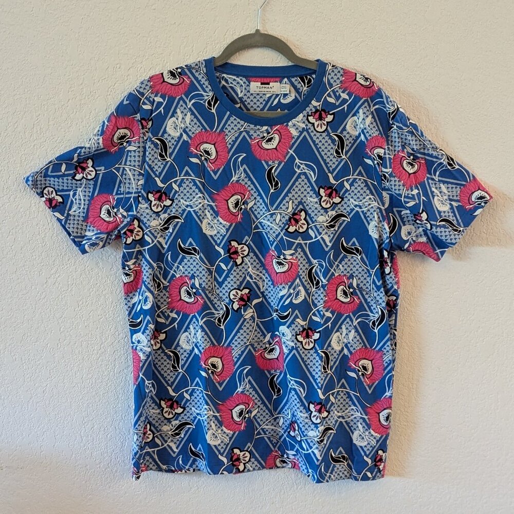 Blue and pink Topman t-shirt